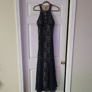 Night Way Collections Blue Lace Maxi Dress